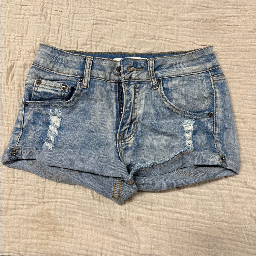 Ocean Drive Light Blue Distressed Jean Shorts